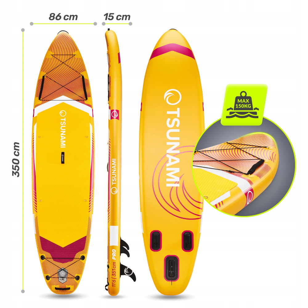 Надувная SUP доска TSUNAMI PRO 350 см с веслом T11 (P-5905973405584)