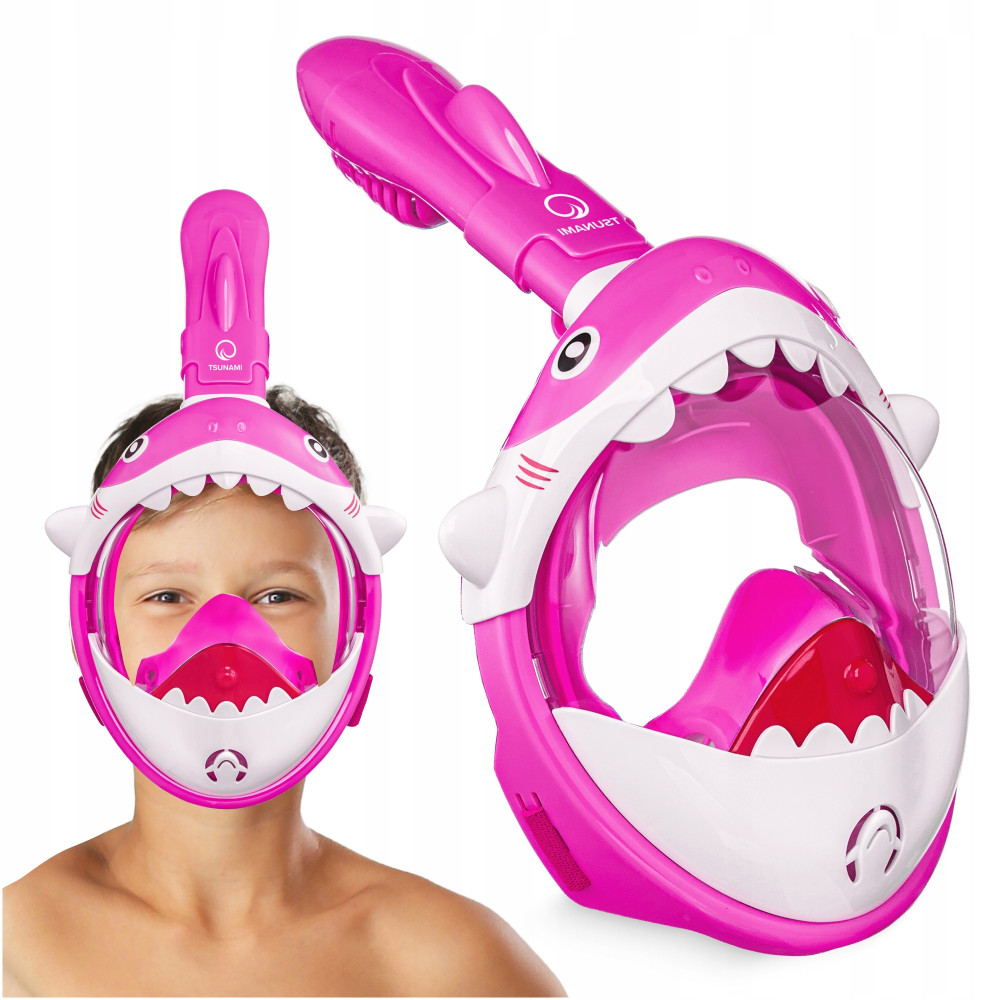 Маска для снорклинга TSUNAMI Shark полнолицевая, детская Pink (P-5905973405430)