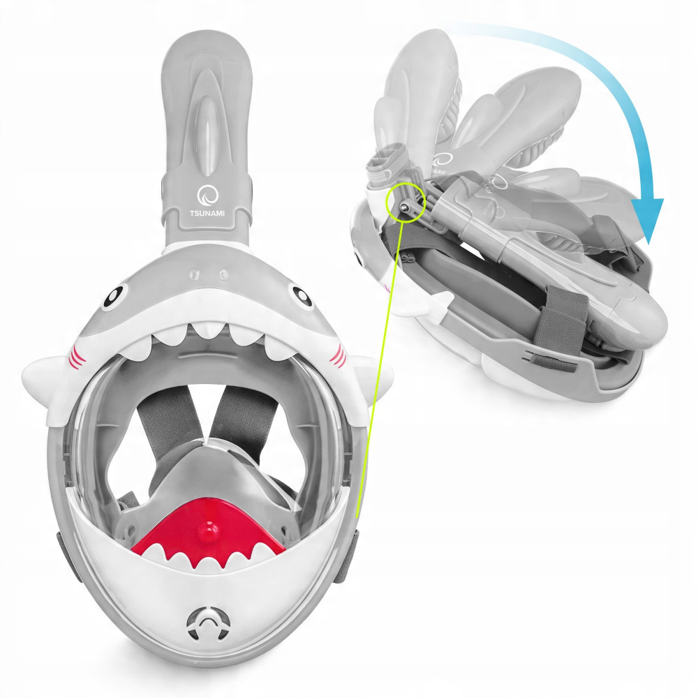 Маска для снорклинга TSUNAMI Shark полнолицевая, детская Grey (P-5905973405447)