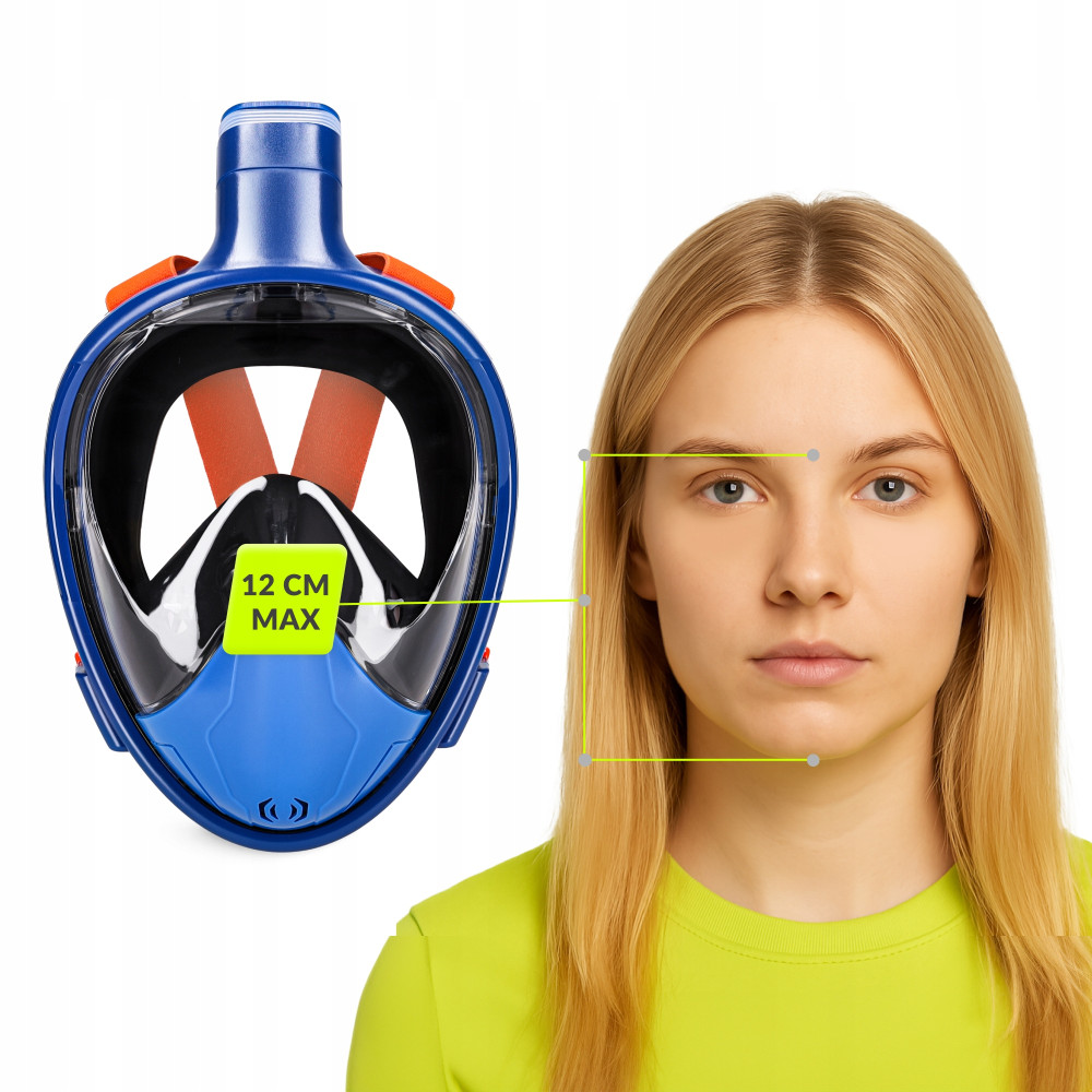 Маска для снорклинга TSUNAMI полнолицевая, со складной трубкой Size S/M Blue (P-5905973405454)