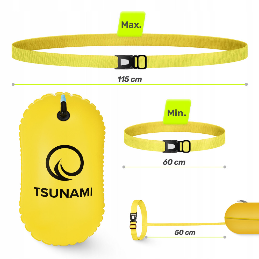 Буй для плавания TSUNAMI Basic надувной желтый (P-5907739316806)