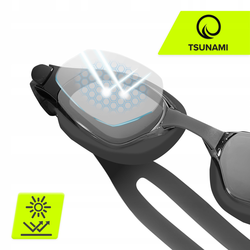 Окуляри для плавання TSUNAMI Anti-Fog 3 в 1 чохол, беруші та затискач для носа Black (P-5905973401760)