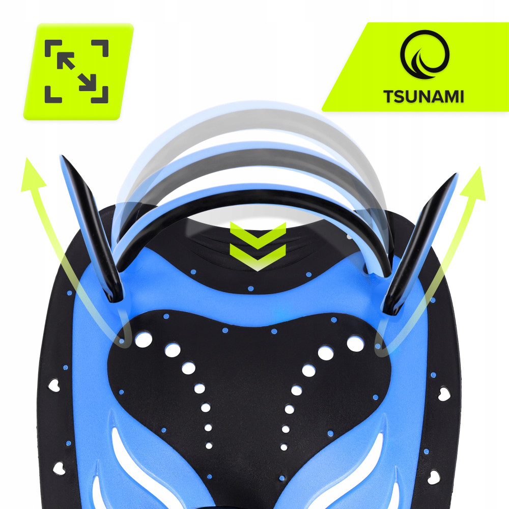 Лопатки для плавания в бассейне TSUNAMI Swimming Paddles 2 шт Black/Blue (P-5905973405355)