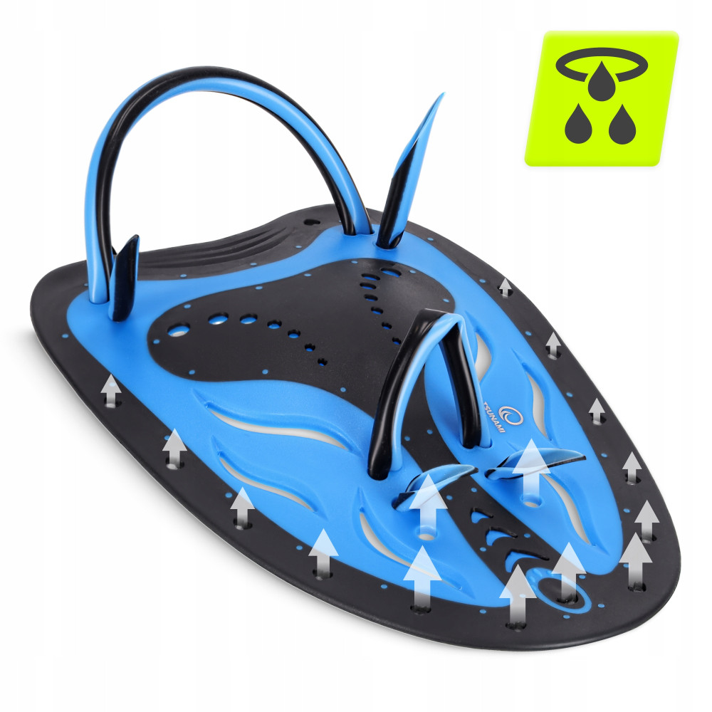 Лопатки для плавания в бассейне TSUNAMI Swimming Paddles 2 шт Black/Blue (P-5905973405355)
