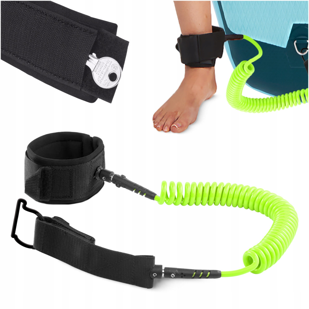 Лиш страховочный для доски TSUNAMI SUP-Leash Black/Green (P-5907739316479)