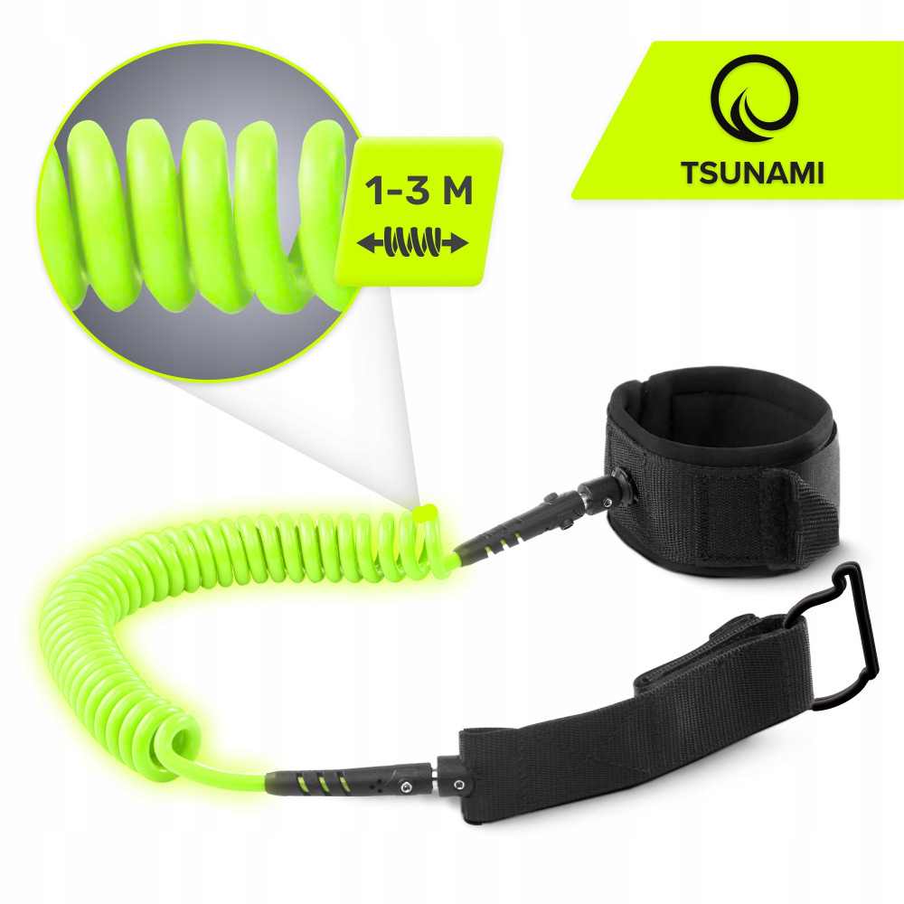 Лиш страховочный для доски TSUNAMI SUP-Leash Black/Green (P-5907739316479)