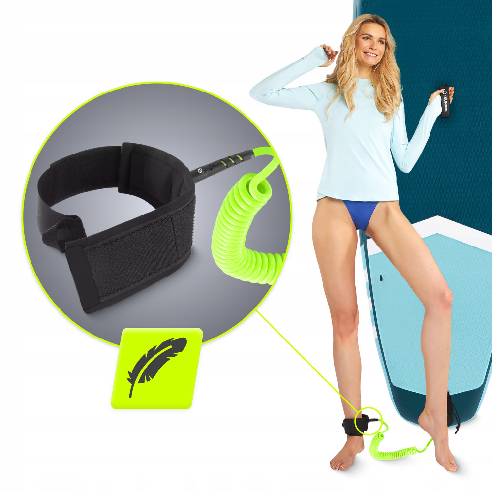 Лиш страховочный для доски TSUNAMI SUP-Leash Black/Green (P-5907739316479)