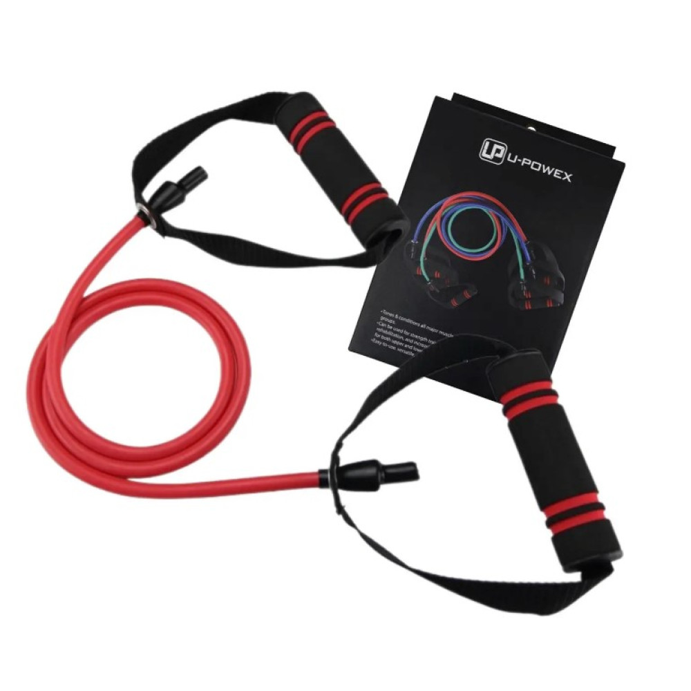 Трубчатый эспандер для фитнеса с ручками U-POWEX Latex resistance tube 30LB Red 13.5 кг (UP_1001_30LB_Red)