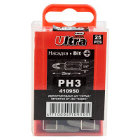 Набор бит Ultra PН3×25мм 1/4" 25шт S2 (слой кейс) 4010302