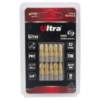 Набір біт Ultra PH2×25мм ¼" 10шт S2 TIN (блістер) 4014152