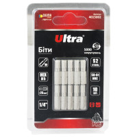 Набор бит Ultra HEX 5×25мм ¼" 10шт S2 (блистер) 4015002