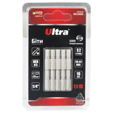 Набор бит Ultra HEX 5×25мм ¼" 10шт S2 (блистер) 4015002