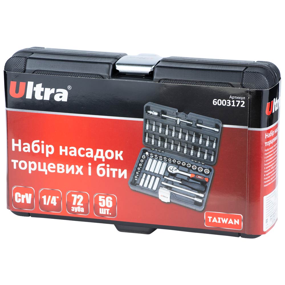 Набір насадок торцевих і біт Ultra 1/4" 56 шт CrV Taiwan (6003172)