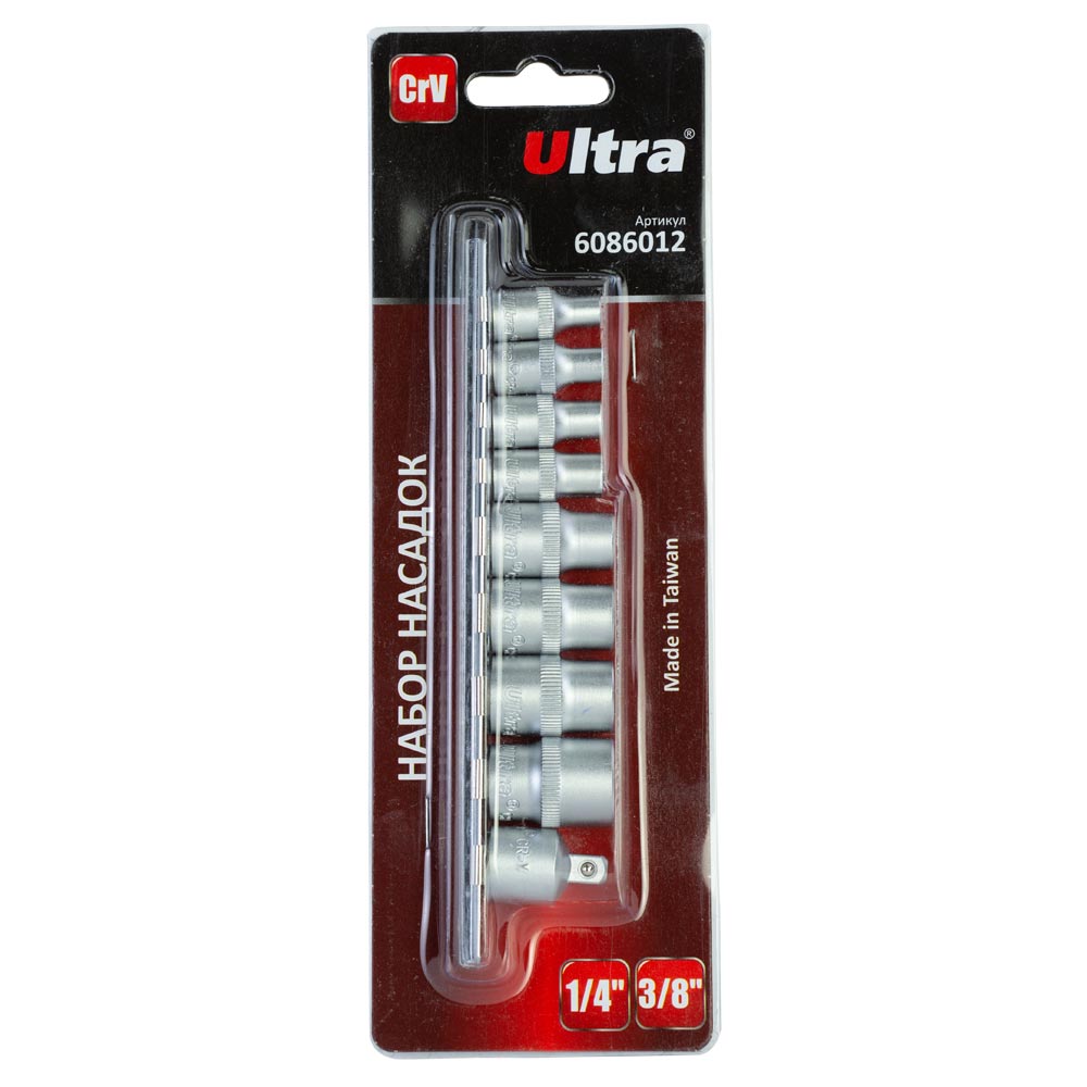 Набір насадок Ultra Torx (4 шт 1/4" 4 шт 3/8") з перехідником CrV (TR6086012)