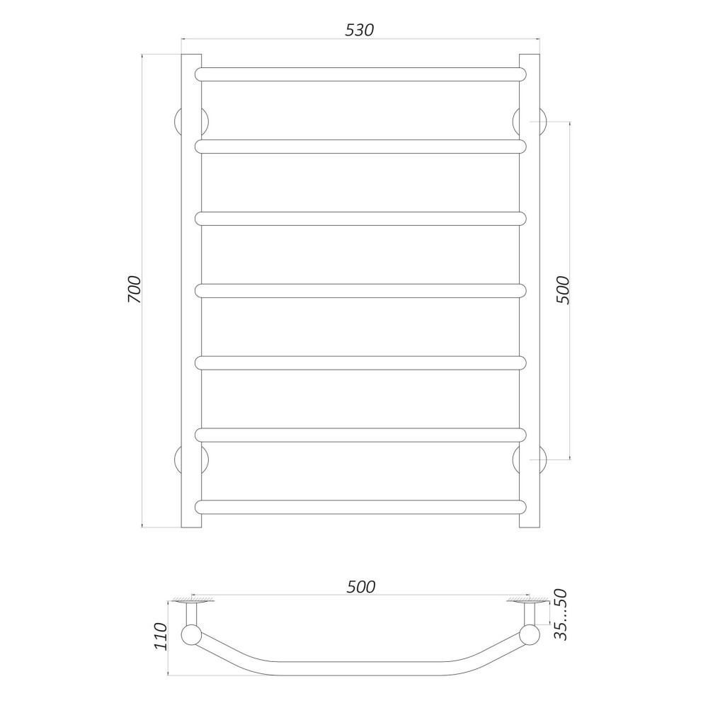Рушникосушарка UNIO LT ER 700-500-7 Драбинка Трапеція (20711)