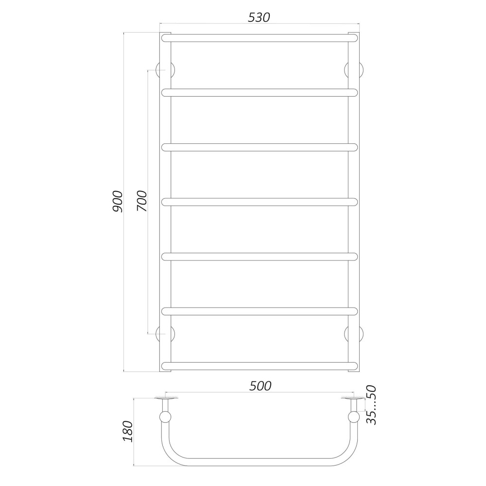 Рушникосушарка UNIO LS W 900-500-7 Драбинка Скоба (20883)