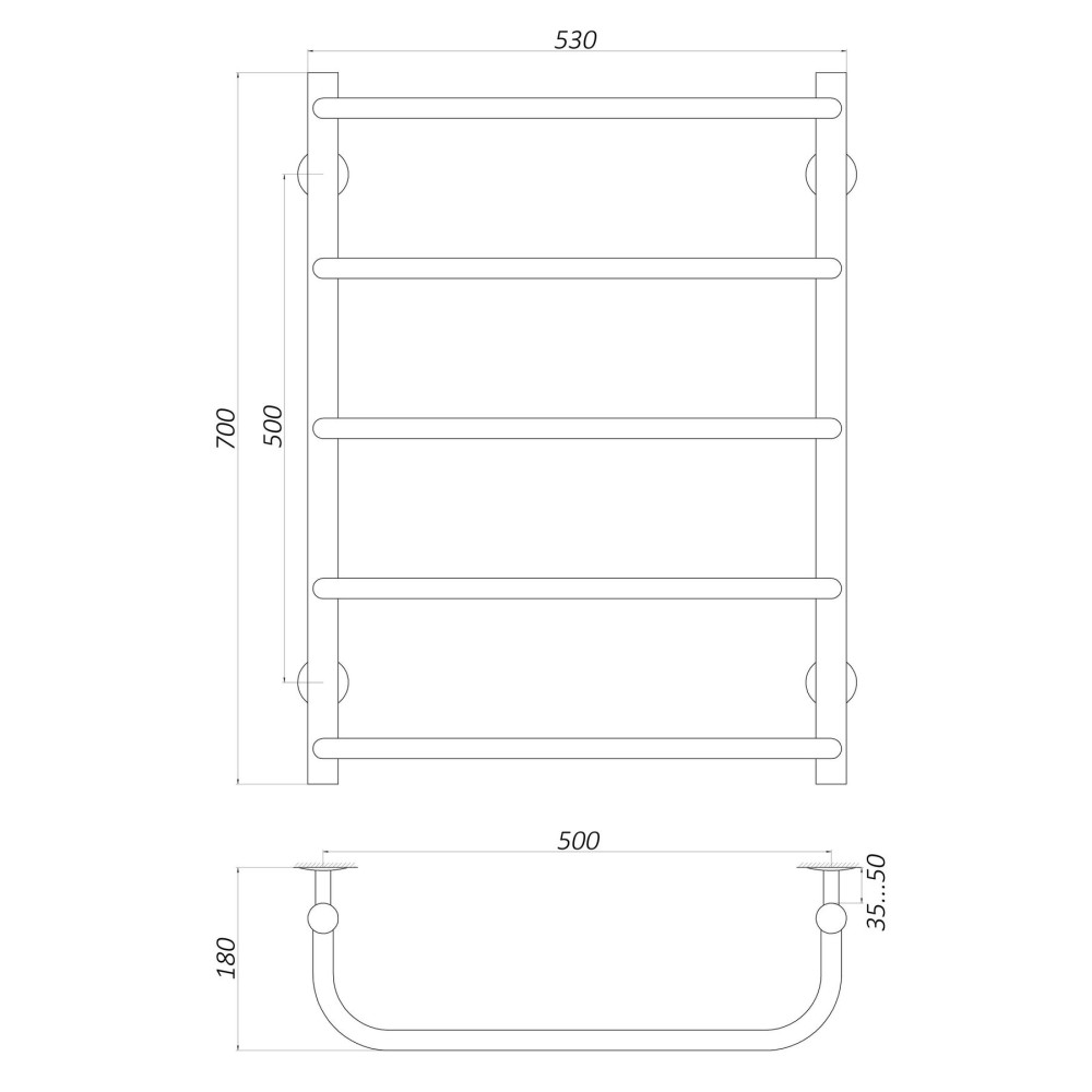 Рушникосушарка UNIO LS EL 700-500-5 Драбинка Скоба (20885)