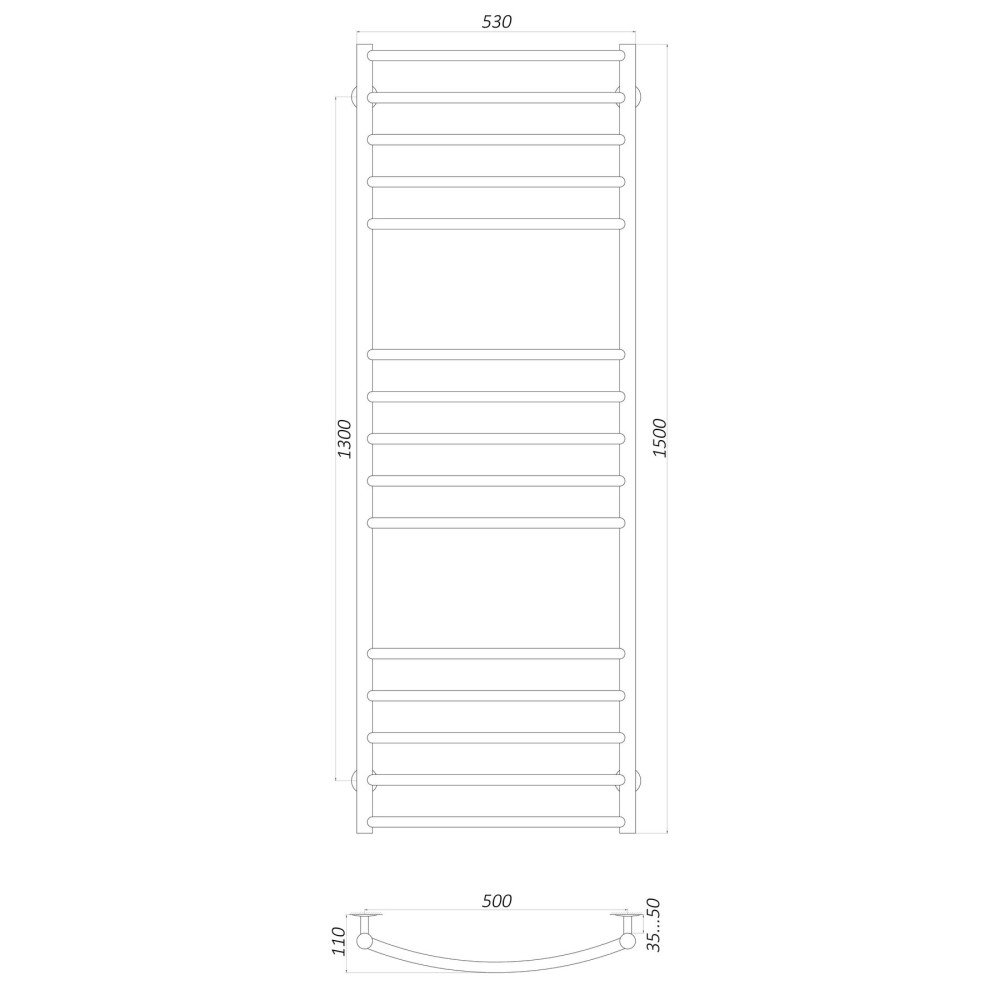 Рушникосушарка UNIO LDE ER 1500-500-15 Драбинка Дуга Еліт (21435)