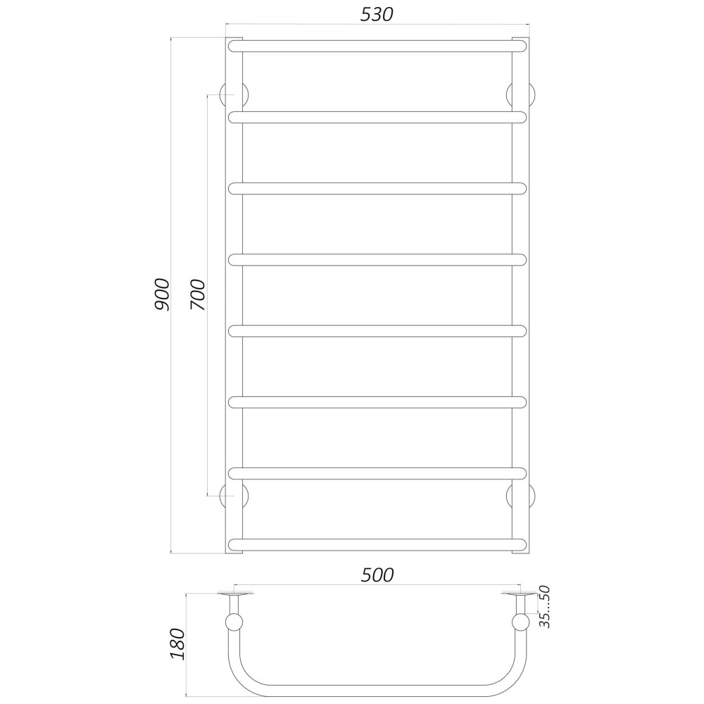 Рушникосушарка UNIO LS ER 900-500-8 Драбинка Скоба (21610)
