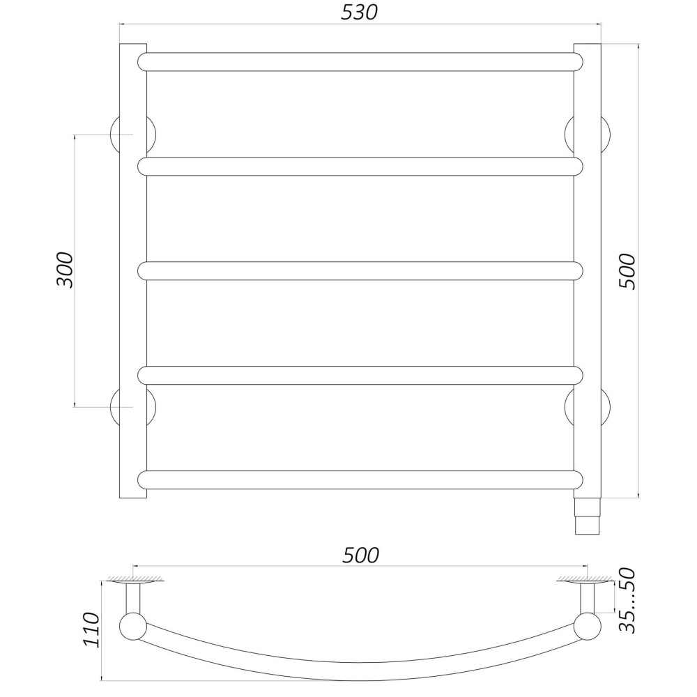 Рушникосушарка UNIO LD EL 500-500-5 BLK Драбинка Дуга електро чорна (21666)