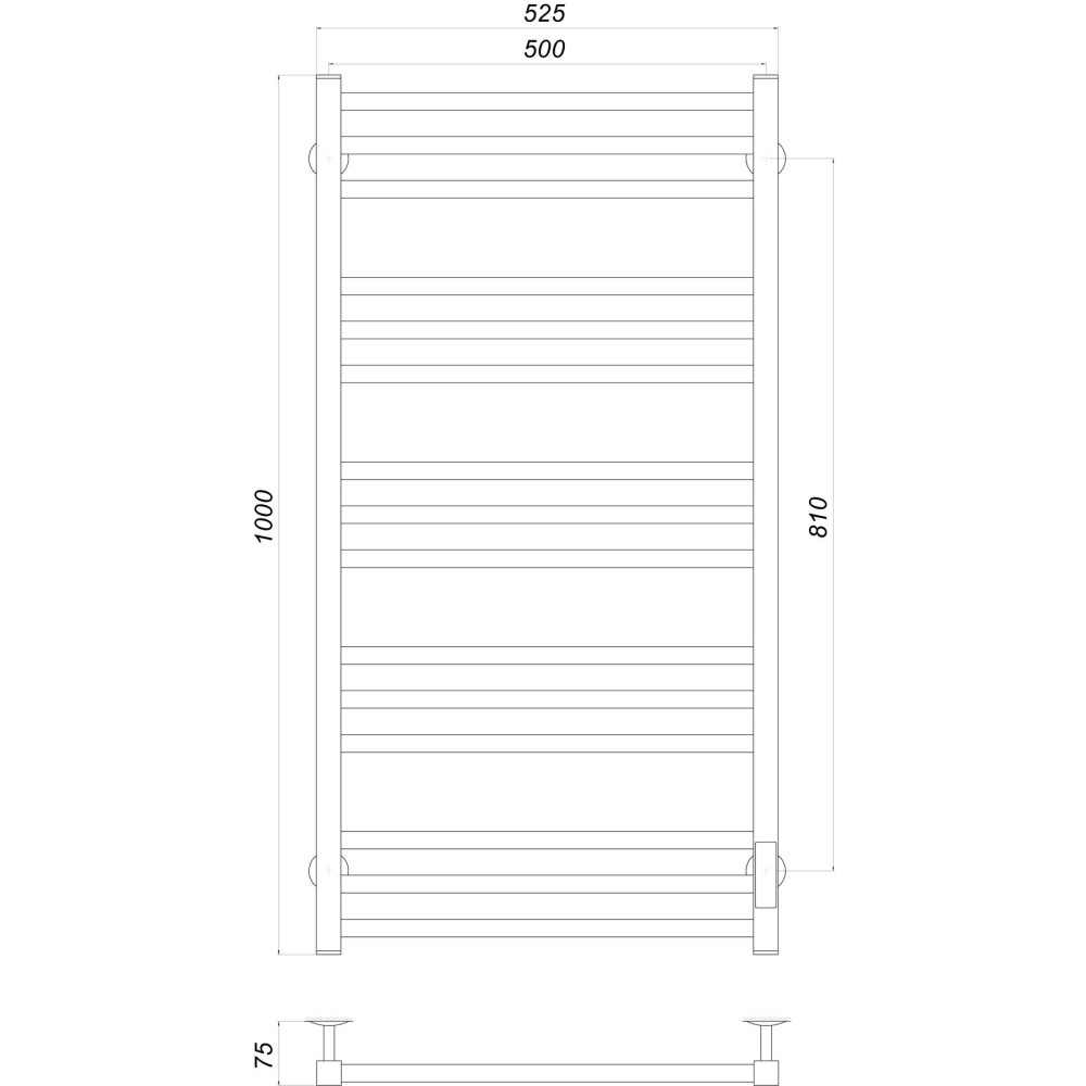 Рушникосушарка UNIO MS EU 1000-500-15 BLK Модена чорна (22548)