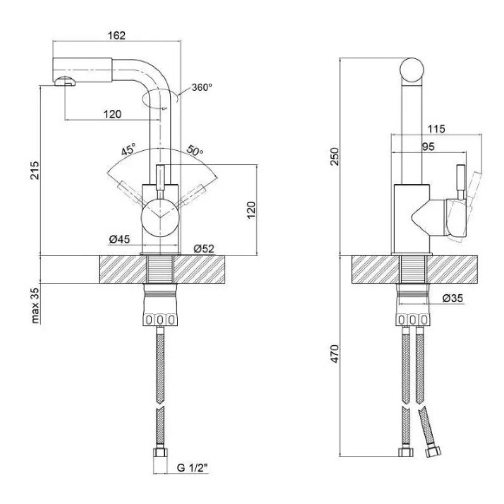 Змішувач для раковини WEZER EKO1B-01