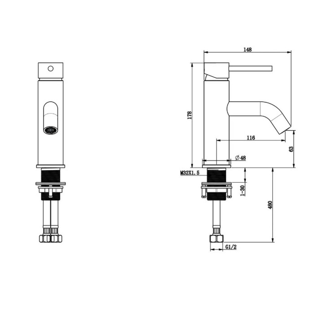 Змішувач для раковини WEZER EKO1C-01-BLACK