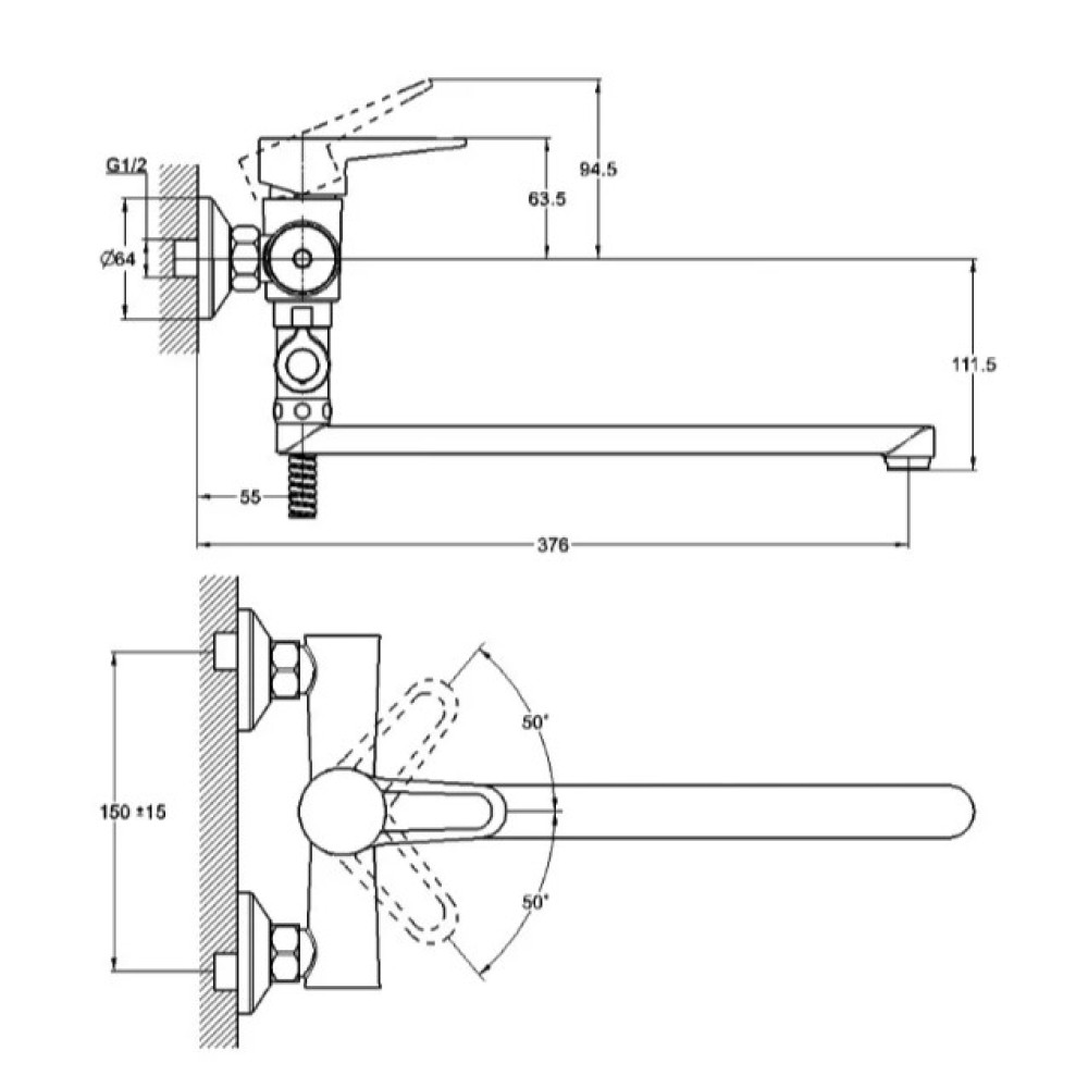 Змішувач для ванни WEZER PUD6-B045