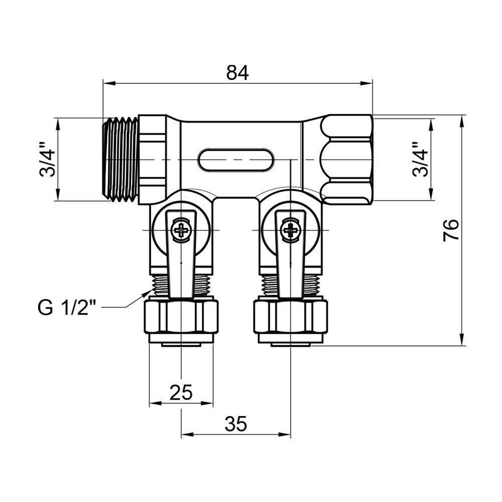 Коллектор SD Plus 3/4" 2 выхода SD231W2