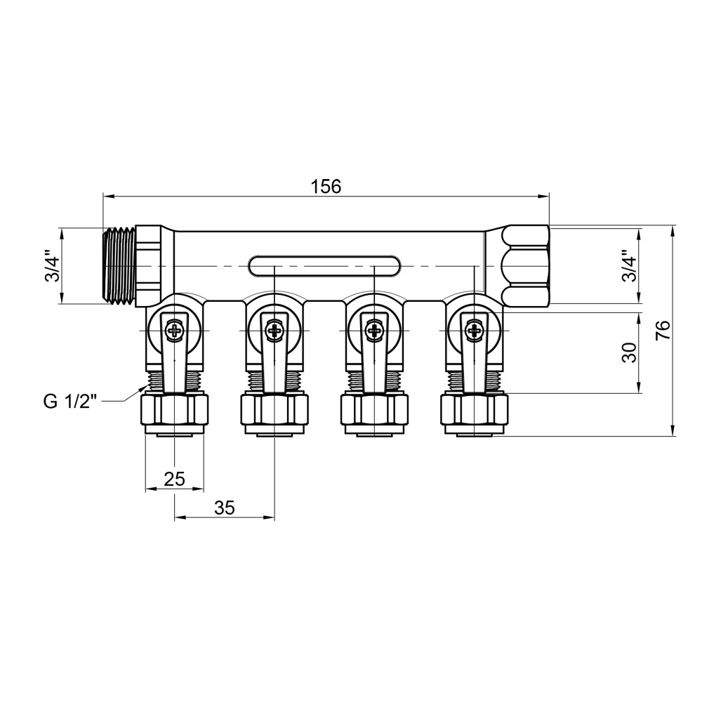 Коллектор SD Plus 3/4" 4 выхода SD231W4