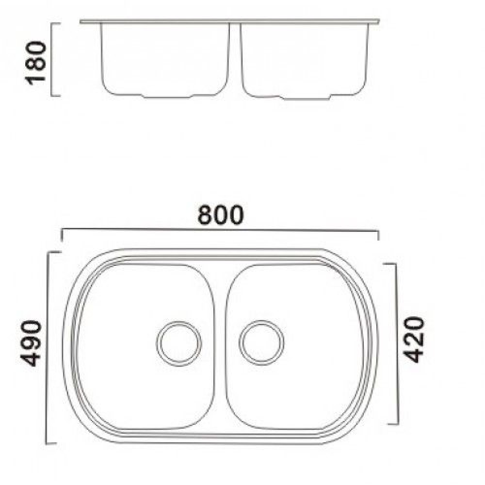 Мойка кухонная HAIBA 80x49 DOUBLE polish (HB0573)
