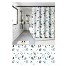 Шторка для ванной Zerix SCP-002-180x180 из PEVA (Узор "Квадраты" сине-голубые) (ZX6077)