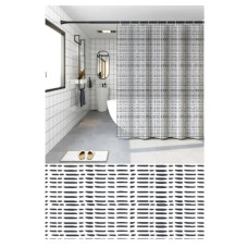 Шторка для ванной Zerix SCP-013-240x200 из PEVA (Узор "Клетка" серая) (ZX6086)