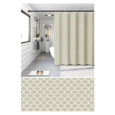 Шторка для ванной Zerix SCP-014-180x200 из PEVA (Узор "Ромбы" бежевый) (ZX6087)