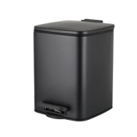 Відро для сміття Zerix Kubix-TC0106 Black з плавним закриттям, квадратне, 6 л, чорний (ZX5890)