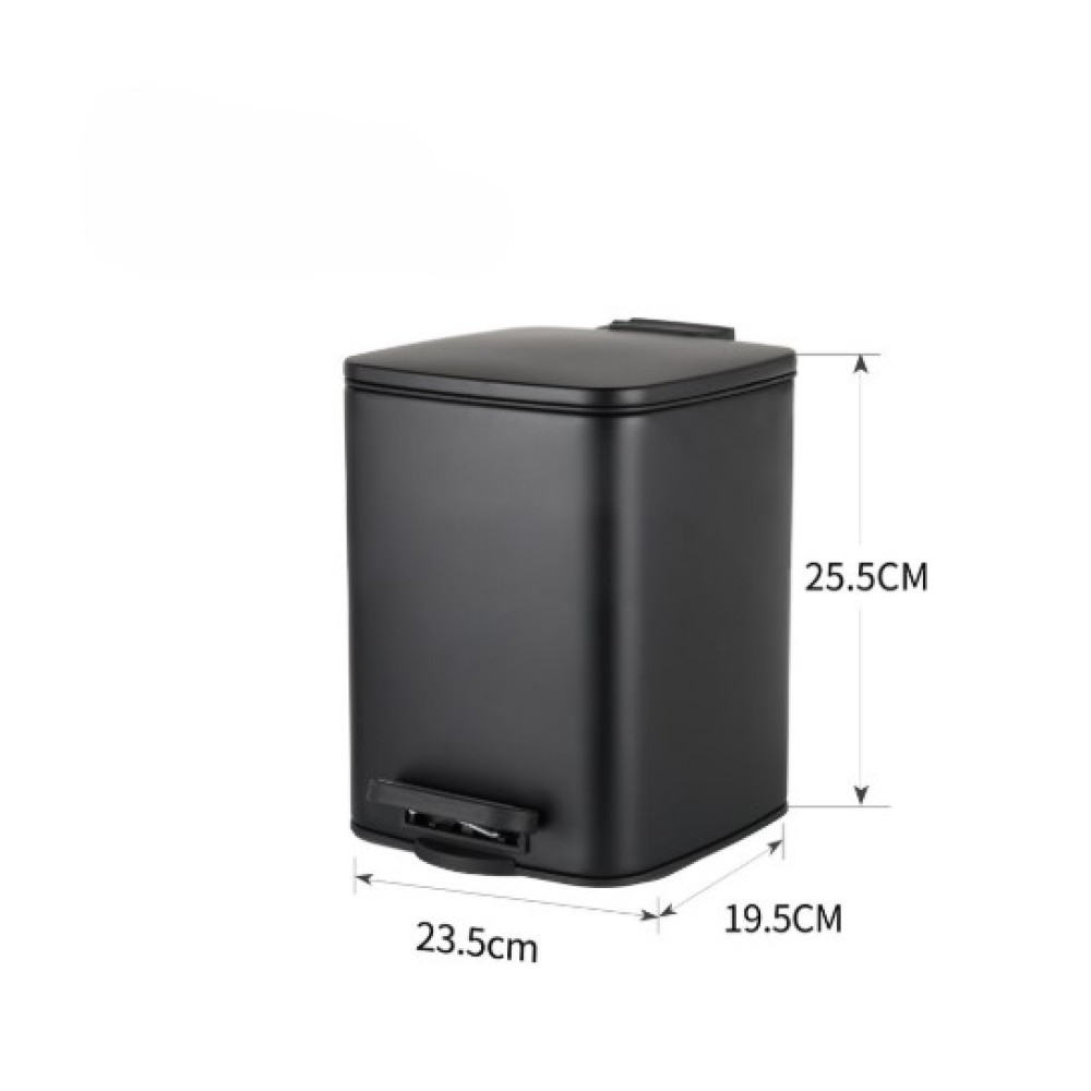 Мусорное ведро Zerix Kubix-TC0106 Black с плавным закрытием, квадратное, 6 л, черный (ZX5890)