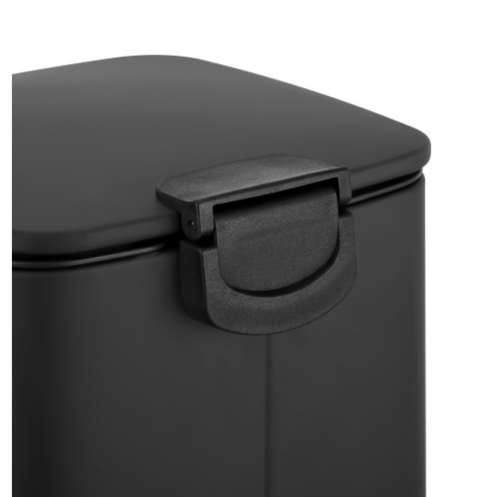 Відро для сміття Zerix Kubix-TC0108 Black з плавним закриттям, квадратне, 8 л, чорний (ZX5892)