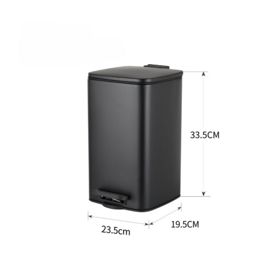 Відро для сміття Zerix Kubix-TC0108 Black з плавним закриттям, квадратне, 8 л, чорний (ZX5892)