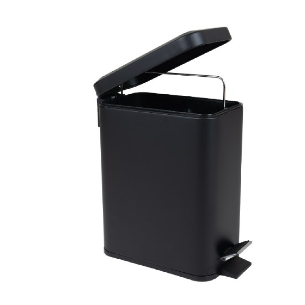 Мусорное ведро Zerix Sansa-TC0105 Black с плавным закрытием, прямоугольное, 5 л, черный (ZX5894)