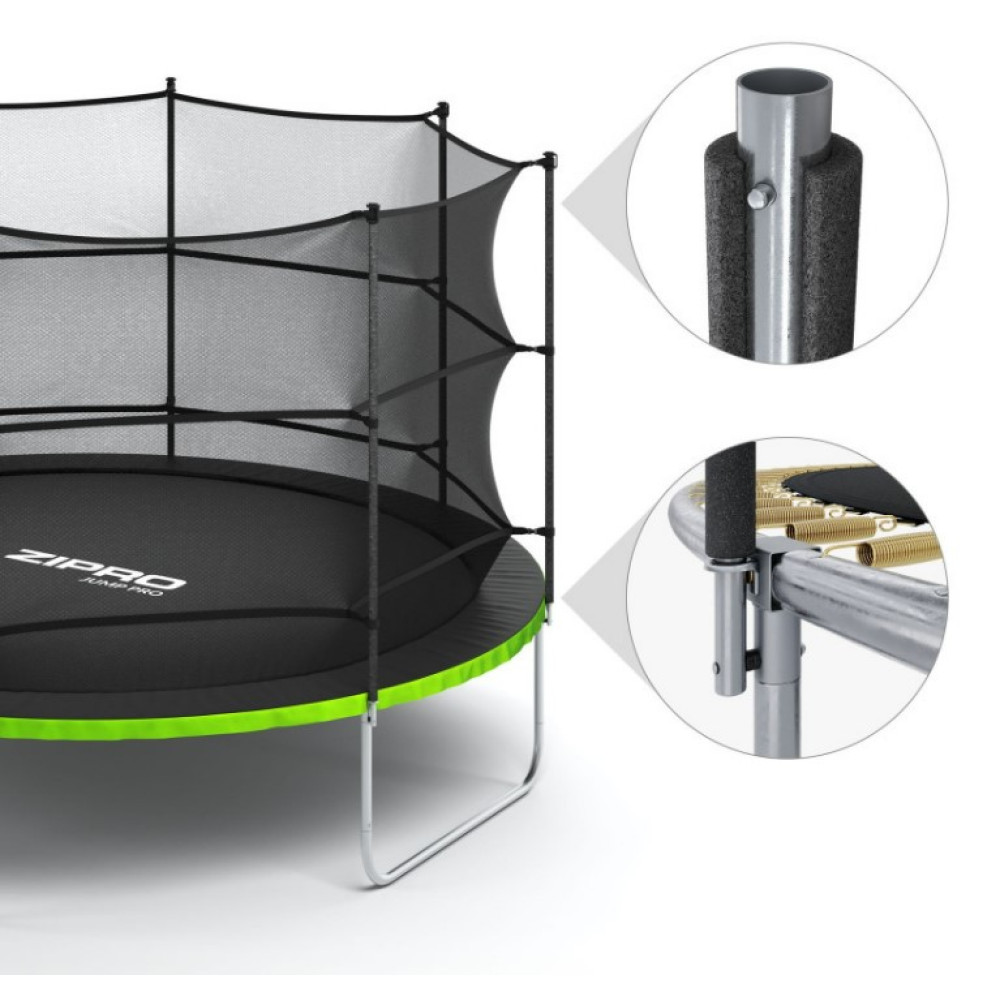 Батут с внутренней сеткой Zipro Jump Pro 8 футов 252 см черно-зеленый (5902659840660)