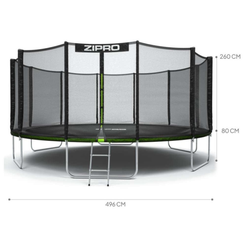 Батут с внутренней сеткой Zipro Jump Pro 16 футов 496 см черно-зеленый (5902659840752)